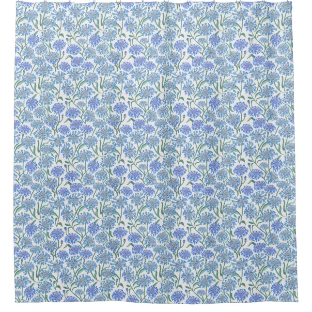 Kornblumen in Buntstiftblau Duschvorhang (Vorderseite)