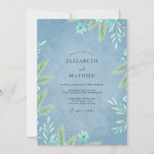 Kornblumen-Mint-Laub-Eukalyptus-Hochzeit Einladung