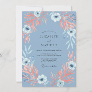 Kornblumen-Rost-Anemone-Hochzeit Einladung
