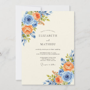 Kornblumenblau Hochzeit im harmonischen Frühling Einladung