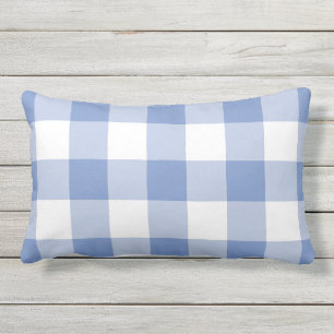 Kornblumenblau kariert Gingham-Karo-Muster Kissen Für Draußen