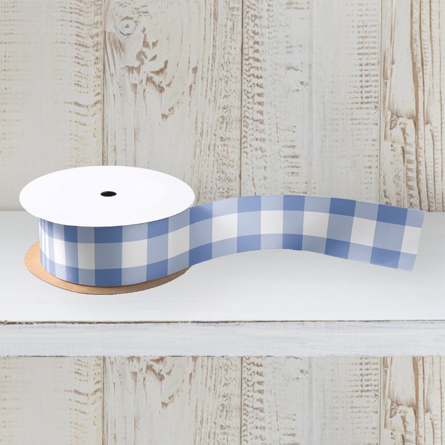 Kornblumenblau kariert Gingham-Karo-Muster Satinband (Von Creator hochgeladen)
