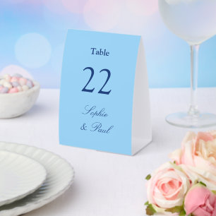 Kornblumenblaue Hochzeitstisch-Nummer Tischaufsteller