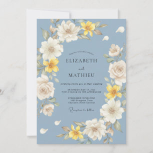 Kornblumenblaue leuchtende botanische Hochzeit Einladung