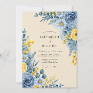 Kornblumenblaue ruhige botanische Hochzeit Einladung