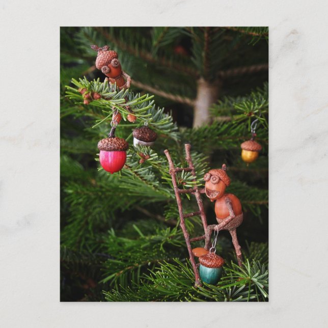 Kornelfen schmücken Weihnachtsbaum - Weihnachten Postkarte (Vorderseite)