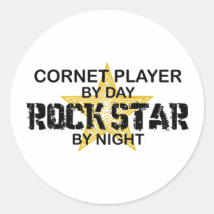 Kornett-Rockstar bis zum Nacht Runder Aufkleber