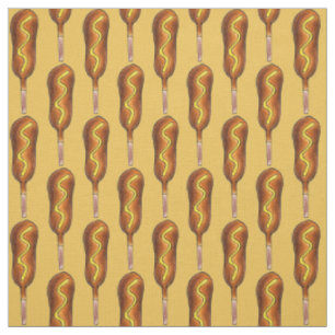 Kornhund Hot Dogs auf einem Stick mit Senf Stoff