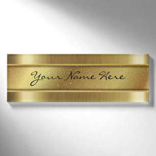 Körnige goldene Beschaffenheit mit Namenschild