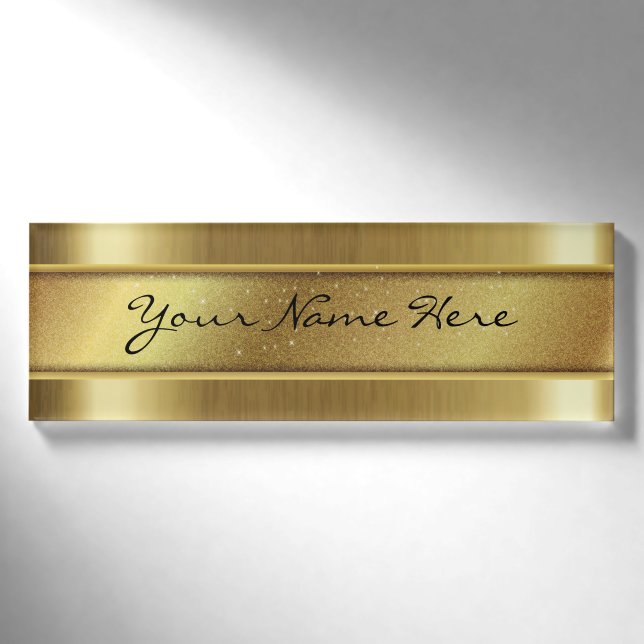 Körnige goldene Beschaffenheit mit Namenschild (Vorderseite)