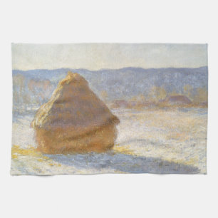 Kornstapel am Morgen, Schnee-Effekt von Claude Mon Geschirrtuch