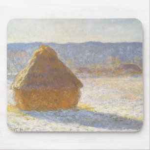 Kornstapel am Morgen, Schnee-Effekt von Claude Mon Mousepad