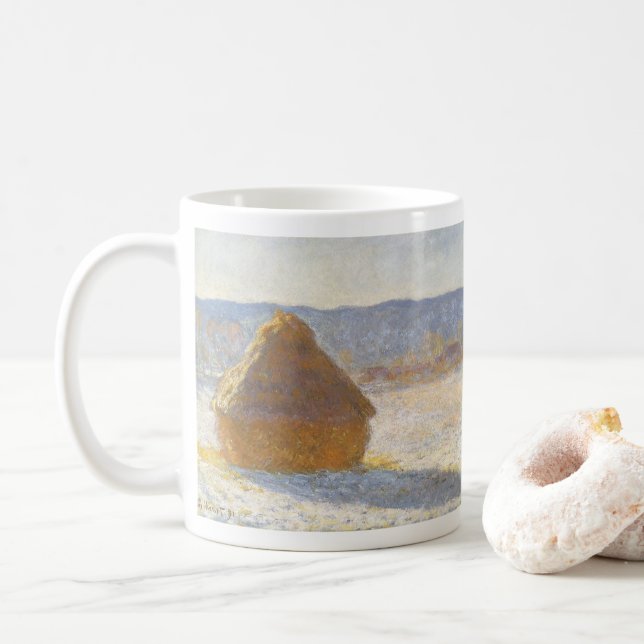 Kornstapel am Morgen, Schneeeffekt von Claude Mone Kaffeetasse (Mit Donut)