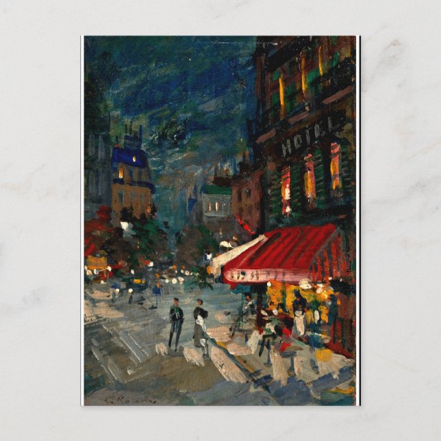 Korovin - Corner Café bei Night, Paris gerahmt Postkarte (Vorderseite)