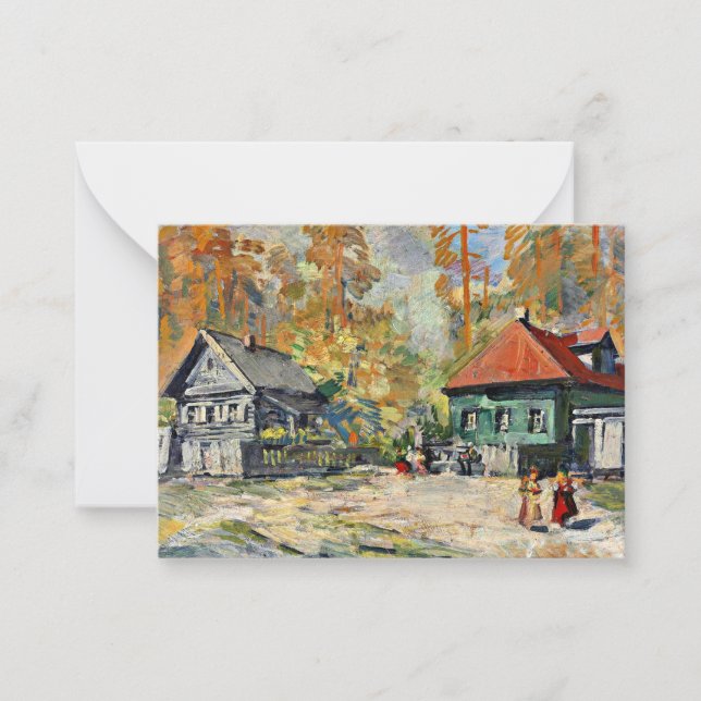 Korovin - Herbst in einem russischen Dorf Mitteilungskarte (Vorderseite)