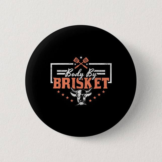 Körper Durch Brisket Bbq Lustige Kuh  Button (Vorderseite)
