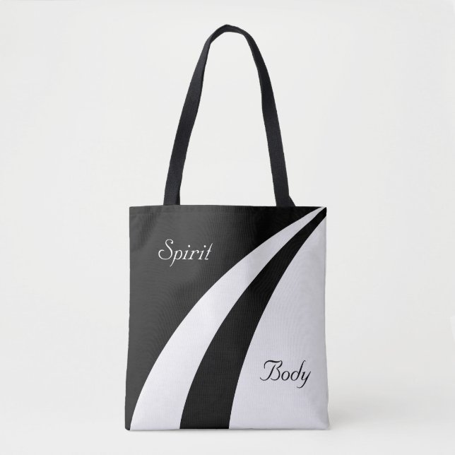 Körper und Geist auf Abstrakten Schwarz-Weiß-Waves Tasche (Vorderseite)