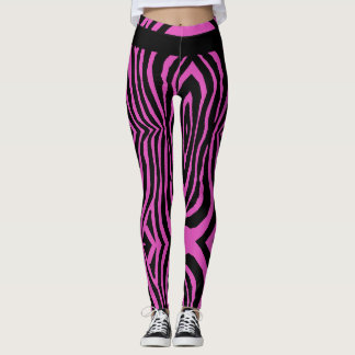 KÖRPER-WARNPINK UND SCHWARZER TIERDRUCKPATTER LEGGINGS