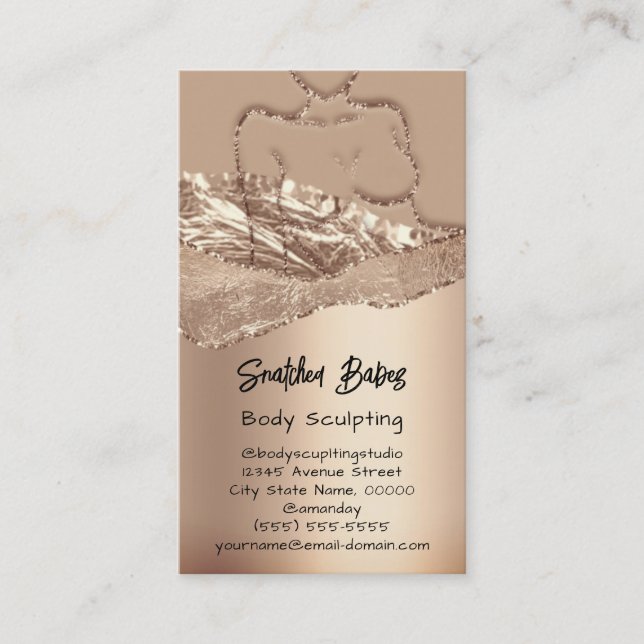 Körperbildhauerei Kosmetik Logo QR Code Rose Gold Visitenkarte (Vorderseite)