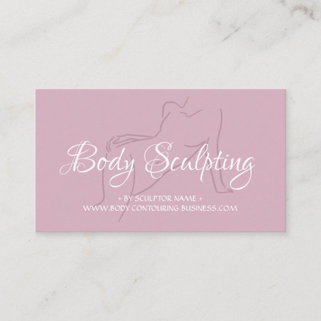 Körperbildhauerin mit rötlich-rosa Wellness-Center Visitenkarte (Vorderseite)