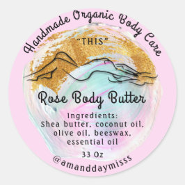 Körperbutter Balsam Pflege Rose Pink Stroke Runder Aufkleber