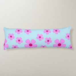Körperkissen, grün blau mit rosa Blume Seitenschläferkissen