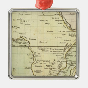 Körperliche Karte von Afrika Silbernes Ornament