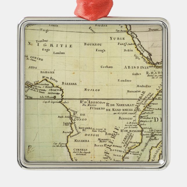 Körperliche Karte von Afrika Silbernes Ornament (Vorne)
