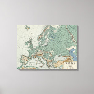 Körperliche Karte von Europa Leinwanddruck