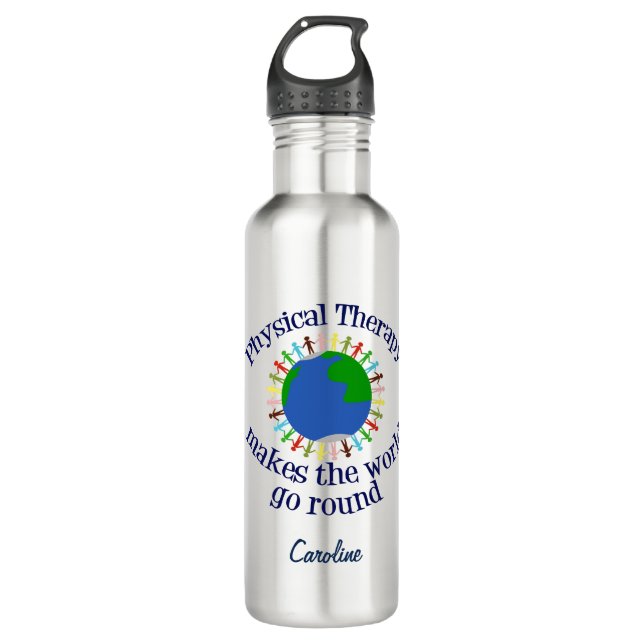 Körperliche Therapie lässt die Welt sich drehen Trinkflasche (Vorderseite)