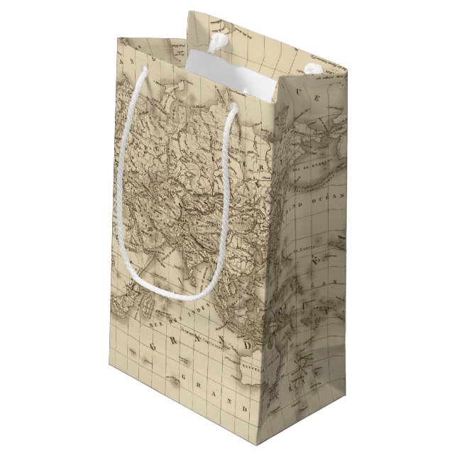 Körperliche Weltkarte Kleine Geschenktüte (Rückseite Schrägansicht)