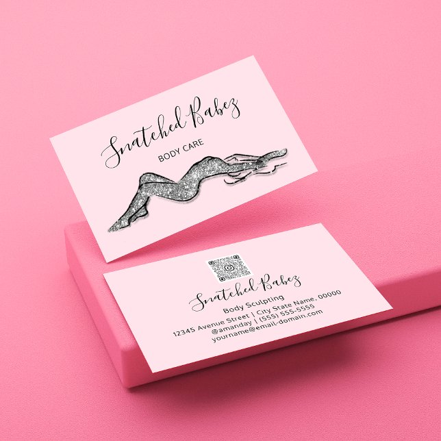 Körperpflege Bildhauerei QRCODE Schwarz Silber Gra Visitenkarte (Von Creator hochgeladen)