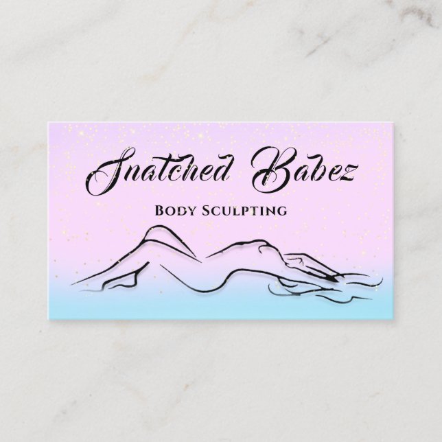 Körperskulptur Schönheitslogo MassagE rosa Blau Visitenkarte (Vorderseite)