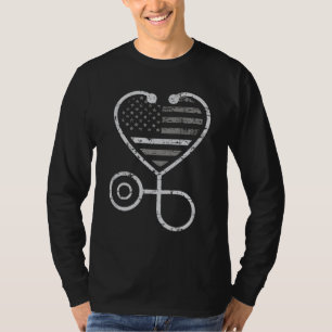 Korrektur der US-Fahne "Nurse Thin Gray Line Heart T-Shirt