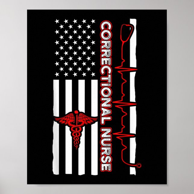 Korrektur Nurse USA Flag Nursing RN Poster (Vorne)