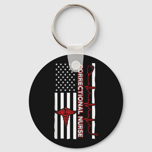 Korrektur Nurse USA Flag Nursing RN Schlüsselanhänger (Vorderseite)