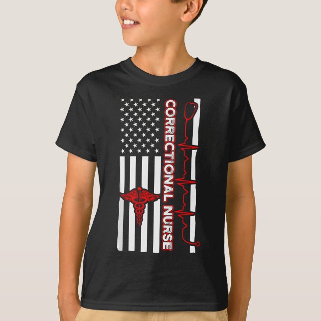 Korrektur Nurse USA Flag Nursing RN T-Shirt (Vorderseite)
