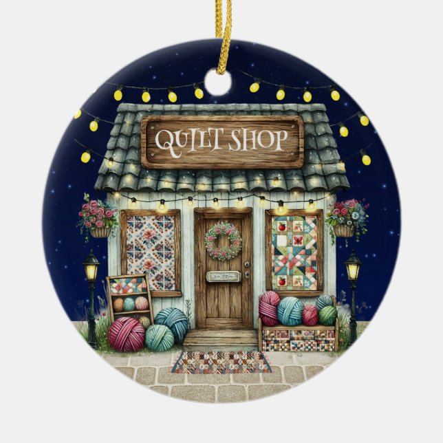 KORRIGIERTE QUILT Shop Keramik Ornament (Vorne)