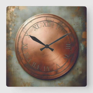 korrodiertes Metall Quadratische Wanduhr
