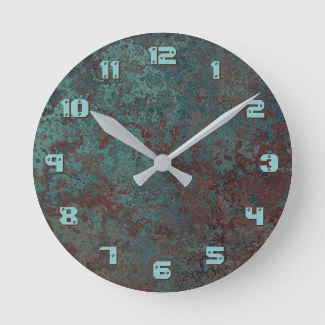 Korrosion "Kupfer" Druckuhr "Zahlen" Runde Wanduhr (Vorderseite)