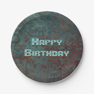 Korrosion "Kupfer" Print Happy Birthday Pappteller