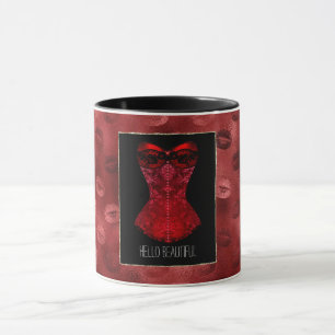 Korsett mit roten Lippen  Tasse