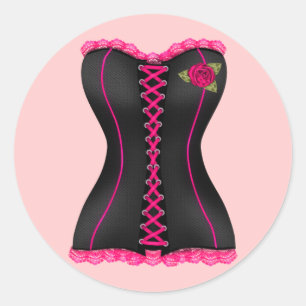 Korsett Schwarz Rosa Club Aufkleber