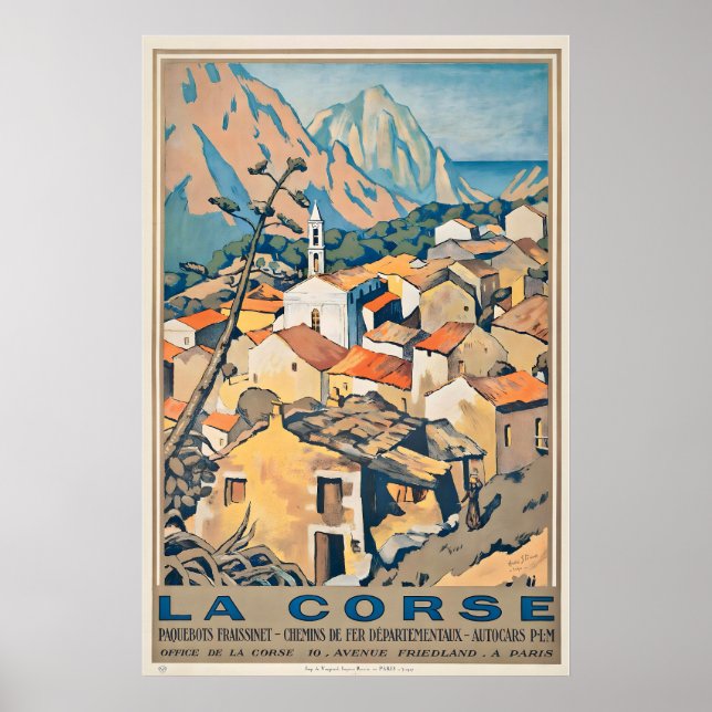 Korsika Frankreich Vintage Reiseplakat Poster (Vorne)