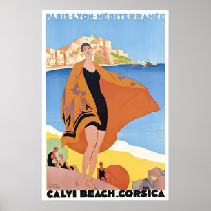 Korsika-Reiseposter Calvi Beach Art Roger Poster