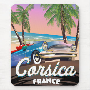 Korsika Retro Autoreisplakat Mousepad