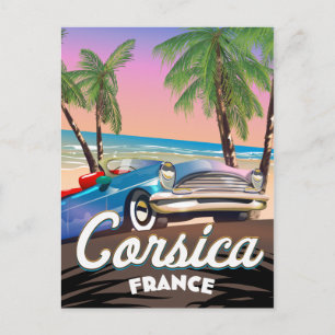 Korsika Retro Autoreisplakat Postkarte