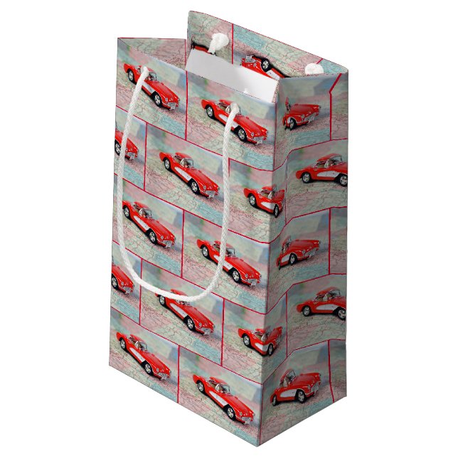 Korvette 1957 auf der Straßenkarte Kleine Geschenktüte (Rückseite Schrägansicht)