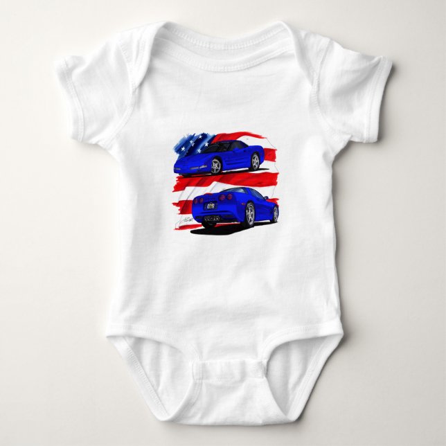 Korvette-Blau-Auto 1999-04 Baby Strampler (Vorderseite)