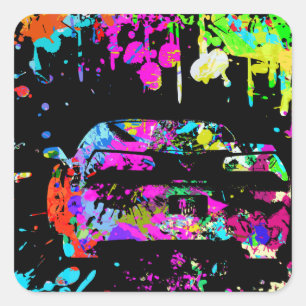 Korvette-Farben-Spritzergraffiti-Effekt Quadratischer Aufkleber